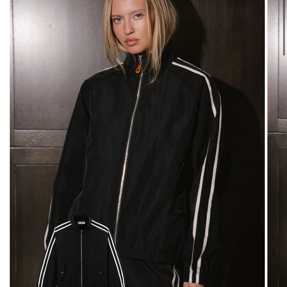 Parke Sport Nylon Black Jacket with White Stripes